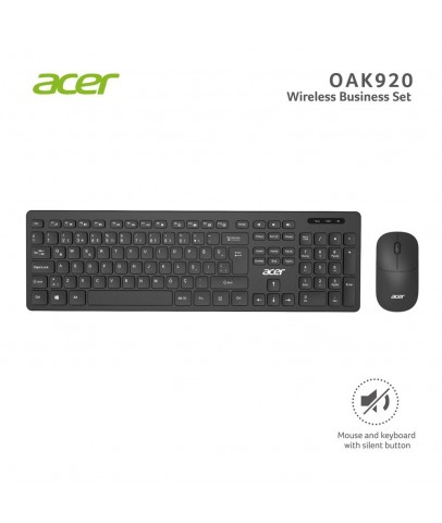 Acer OAK-920 Siyah Kablosuz Sessiz Tuşlu  2.4 Ghz Klavye Moue Set ( Mouse 1200Dpı)