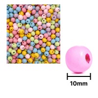 Ahşap Boncuk Pastel Renkli Askılı 10Mm Yuvarlak