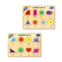 Ahşap Tutmalı Puzzle 8 Geometrik Şekiller