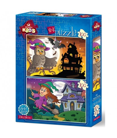 Art Puzzle 2x100 Parça Baykuş Ve Tatlı Cadı 4517