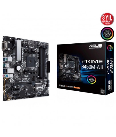 Asus Prime B450M-A II BIOS FlashBack Amd B450 Socket Am4 Ryzen™ Ddr4 4400Mhz(O.C.) M.2 Anakart