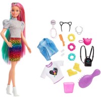 Barbie Leopar Desenli Saçlar Bebeği GRN81