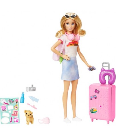 Barbie Seyahatte Bebeği ve Aksesuarları HJY18