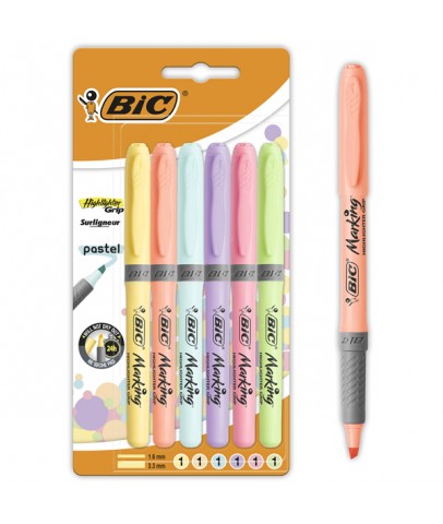 Bic Fosforlu Kalem Grip Pastel 6 Lı 992561