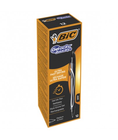 Bic Jel Kalem İntensity Basmalı Hızlı Kuruyan 12 Lİ Siyah