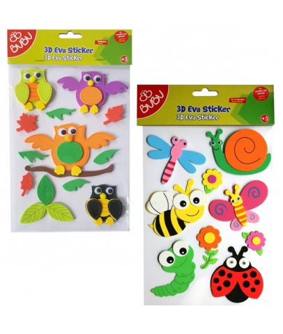 Bu-Bu 3D Eva Sticker Büyük Hayvanlar 24 Lü BUBU-STS044