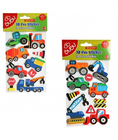 Bu-Bu 3D Eva Sticker Küçük Araçlar 24 Lü BUBU-STS042