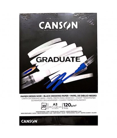 Canson Çizim Bloğu Graduate Cangrad Siyah 20 Syf A3 120 GR