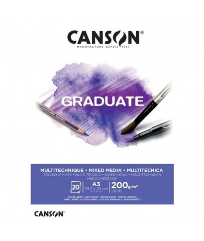 Canson Çizim Bloğu Graduate Mıx Medıa Beyaz 20 Syf A3 200 GR