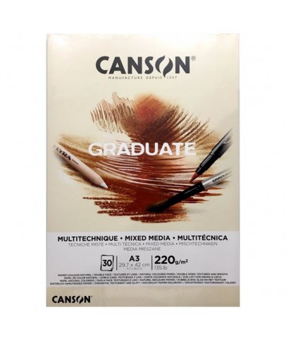 Canson Çizim Bloğu Graduate Mıx Medıa Natural 30 Syf A3 220 GR