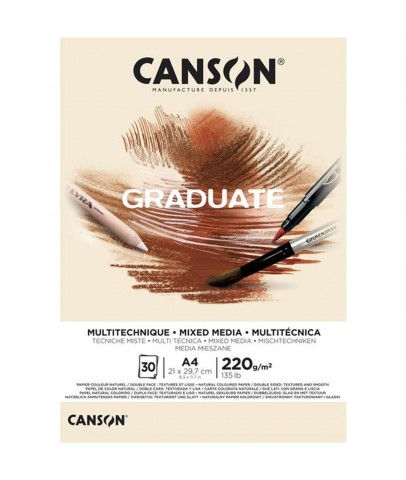 Canson Çizim Bloğu Graduate Mıx Medıa Natural 30 Syf A4 220 GR