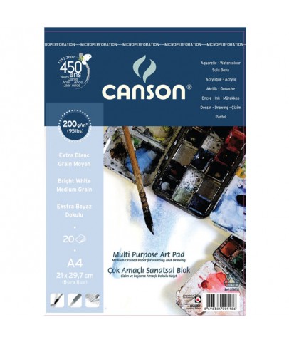 Canson Fınface 1557 Resim Blokları Çok Amaçlı 200 GR A4 20 YP Üstten Spriralli