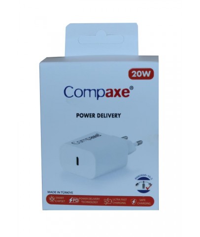 Compaxe CTA-200C PD USB-C 3.0 20W Ev Şarj Kafa