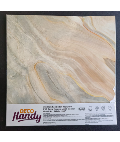 Decohandy 30x30 Cm Pvc Duvar Karosu 4'Lü Paket - Antik Mermer