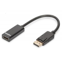 Digutus AK-340408-001-S DisplayPort (DP)  HDMI DP Erkek - HDMI Tip A Dişi, 0.15 metre, siyah