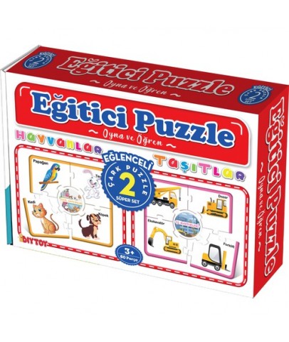 Dıy Toy Çark Eğitici Puzzle Hayvanlar-Taşıtlar 1963