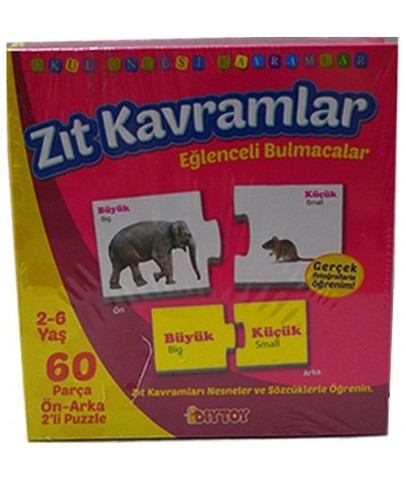 Dıy Toy Zıt Kavramlar 2-6 Yaş 60 Parça Zıt1390