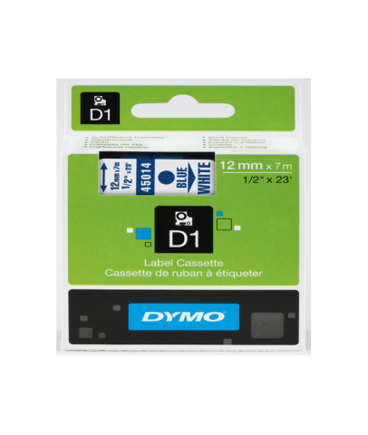 Dymo D1 Şerit Standart 12 MMx7 MT Beyaz Üzerine Mavi 45014 S0720540