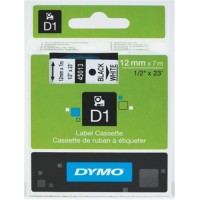 DYMO S0720530 D1 Yedek Şerit, 12 mm x 7 mt, Beyaz- Siyah (45013)