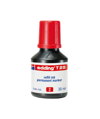 Edding Markör Mürekkebi Permanent Damlalıklı 30 ML Kırmızı T25