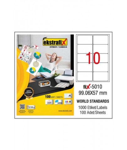 Ekstrafix Laser Etiket 100 YP 99.06x57 Laser-Copy-Inkjet FİX-5010