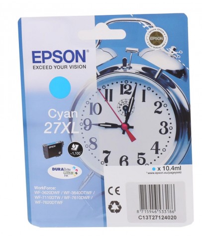 Epson 27XL Cyan Mavi Mürekkep Kartuş T27124012