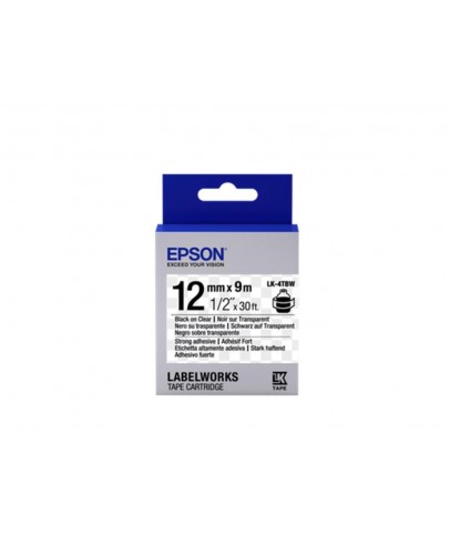 Epson LK-4TBW Strong ŞEFFAF ÜZERİ SİYAH 12MM 9MT