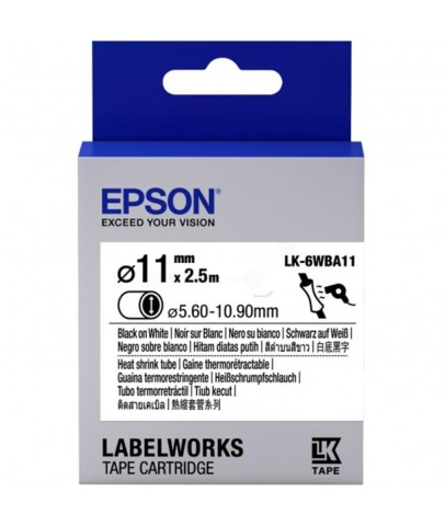 Epson LK-4WBA5 Isıyla Daralan Siyah Üzeri Beyaz 5MM 2,5Metre Etiket