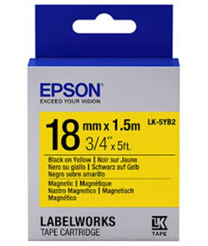 Epson LK-5YB2 Mıknatıslı Siyah Üzeri Sarı 18MM 1,5Metre Etiket