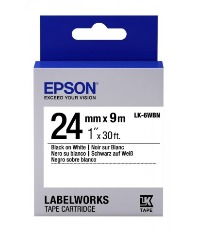 Epson LK-6WBN Standard Siyah Üzeri Beyaz 24MM 9Metre Etiket