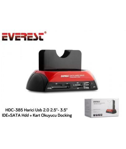 Everest HDC-385 2.5"-3.5" Ide Sata Usb 2.0 Harddisk Hdd Kutusu + Kart Okuyusu + Docking Statıon