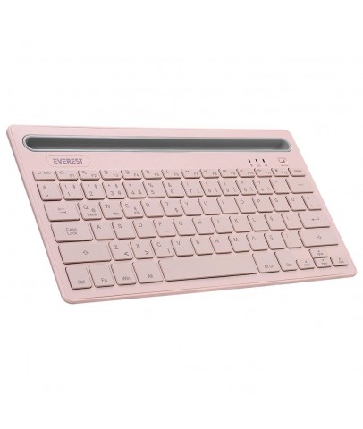 Everest KB-BT82 Pembe-Gri Bluetooth Ultra İnce+Şarjlı Q Mac-Win-Android-Ios Uyumlu Kablosuz klavye