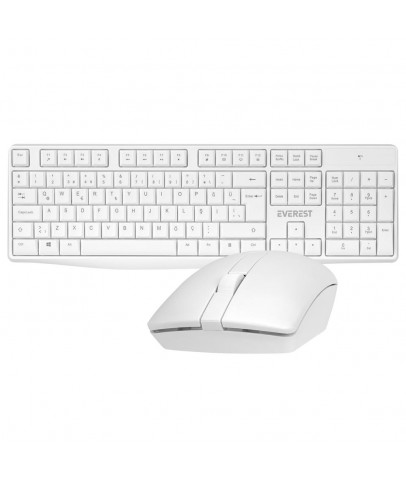 Everest KM-7500 Beyaz Kablosuz Q Multimedia Klavye + Mouse Set