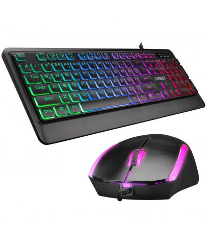 Everest KM-R59 FORZA PLUS Siyah Usb Rainbow Backlight Q Klavye + 1200 dpi Mouse Set