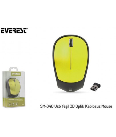 Everest SM-340 Usb Yeşil 3D Optik Kablosuz Mouse