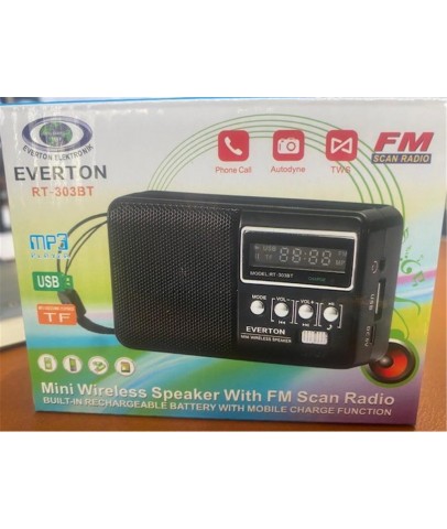 Everton Rt-303Bt Fm-Usb-Tf  Şarjlı Dijital Göstergeli Radyo