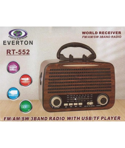 Everton Rt-552  Bluetooth Fm-Usb-Tf-Aux Şarjlı Nostaljik Radyo