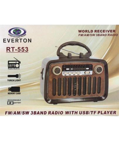 Everton Rt-553  Bluetooth Fm-Usb-Tf-Aux Şarjlı Nostaljik Radyo