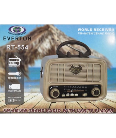 Everton Rt-554  Bluetooth Fm-Usb-Tf-Aux Şarjlı Nostaljik Radyo