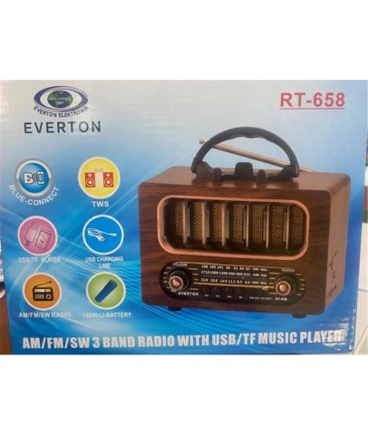 Everton Rt-658  Bluetooth Fm-Usb-Tf-Aux Şarjlı Nostaljik Radyo