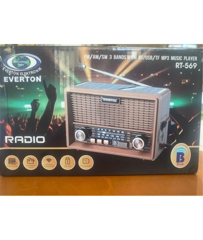 Everton Rt-659  Bluetooth Fm-Usb-Tf-Aux Şarjlı Nostaljik Radyo