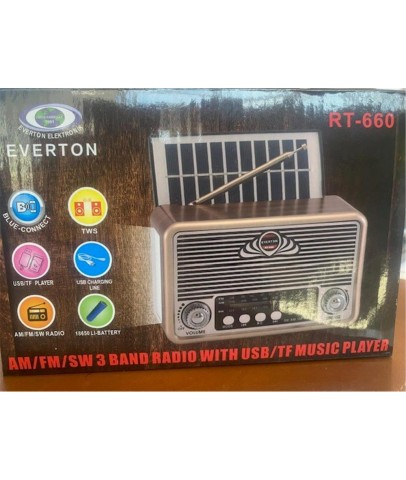 Everton Rt-660  Bluetooth Fm-Usb-Tf-Aux Şarjlı Nostaljik Radyo