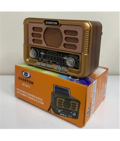 Everton Rt-671 Bluetooth Fm-Usb-Tf-Aux Şarjlı Solar Nostaljik Radyo