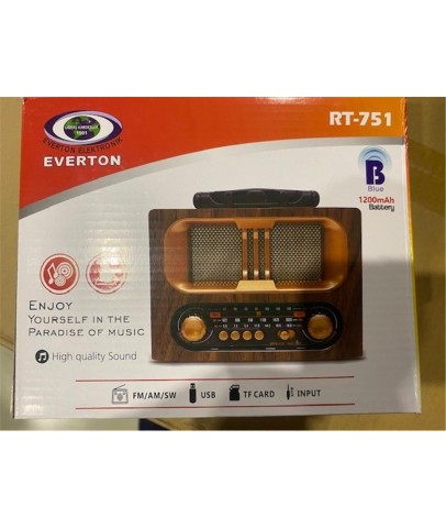 Everton Rt-751 -Fm-Am-Sw-Usb-Tf Card-Aux Nostaljik Radyo