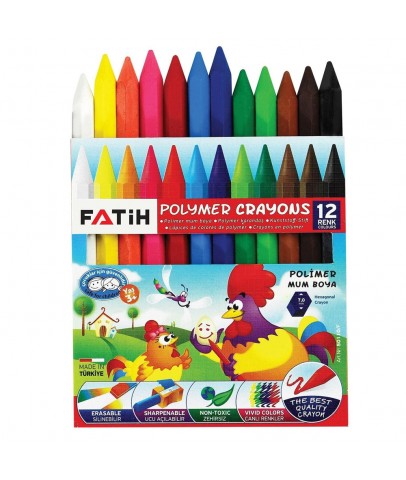 Fatih Mum Pastel Boya Polymer Crayons Kısa 12 Renk