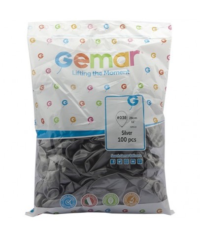 Gemar Metalik Balon Gm110 28Cm 100 Lü Gümüş 038