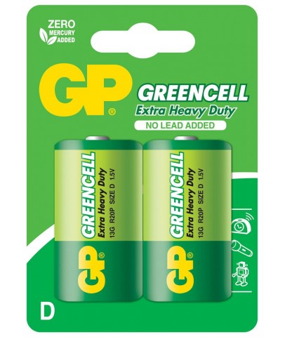 GP Greencel R20 Kalın D Boy Çinko Pil 2'li Paket GP13-2UE2