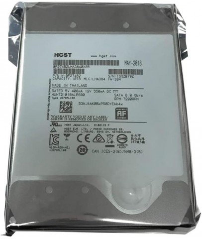 Hgst 10TB Ultrastar He10 HUH721010ALE600 SATA 6-Gbps 7200Rpm 256MB 3.5" Harddisk