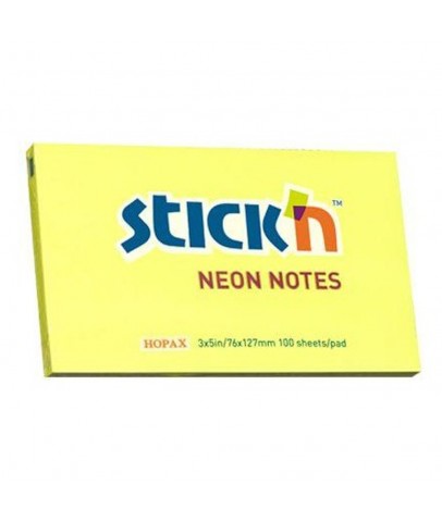 Hopax Stıckn Yapışkanlı Not Kağıdı Neon Sarı 76x127 MM 100 YP HE21135