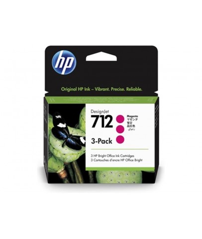 HP 712 Magenta Kırmızı 29ML 3Lü Paket Plotter Kartuşu 3ED78A